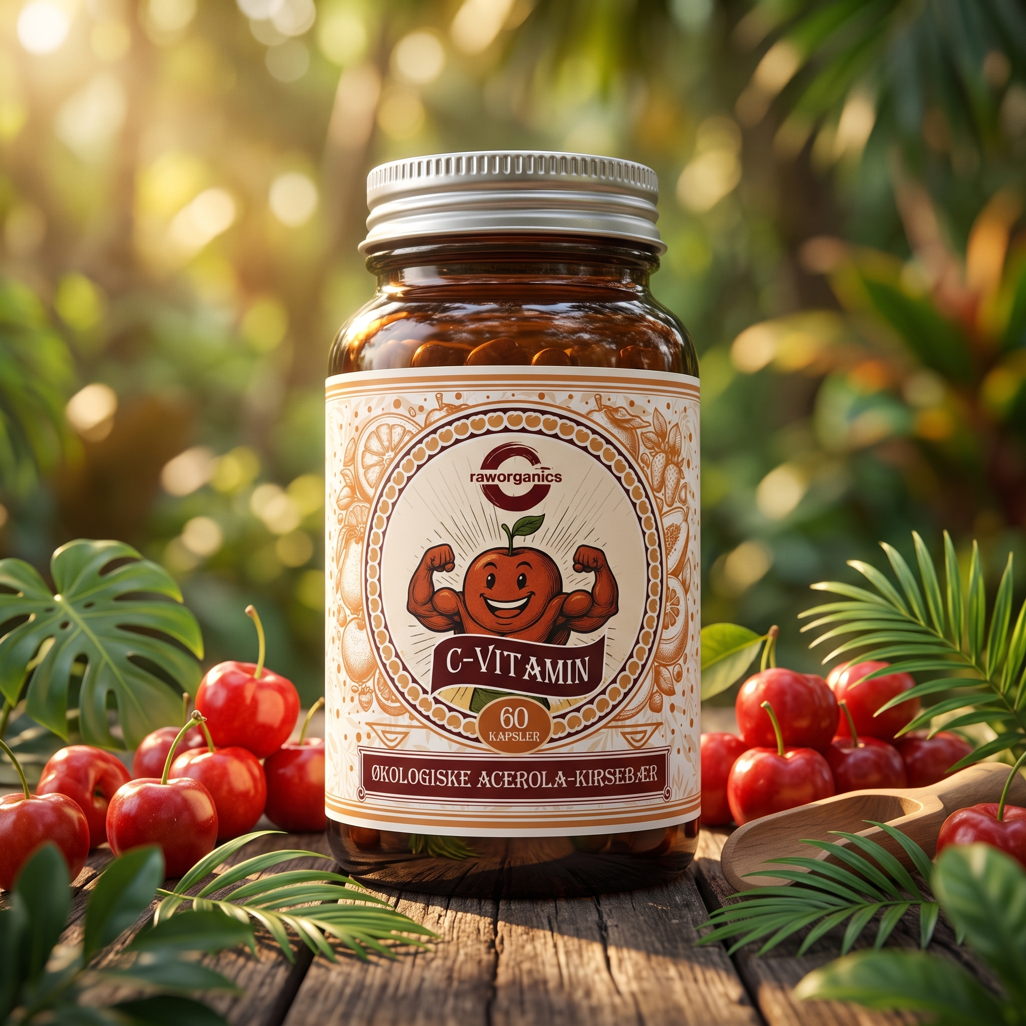 C-vitamin fra acerola – produktbillede i naturlige omgivelser