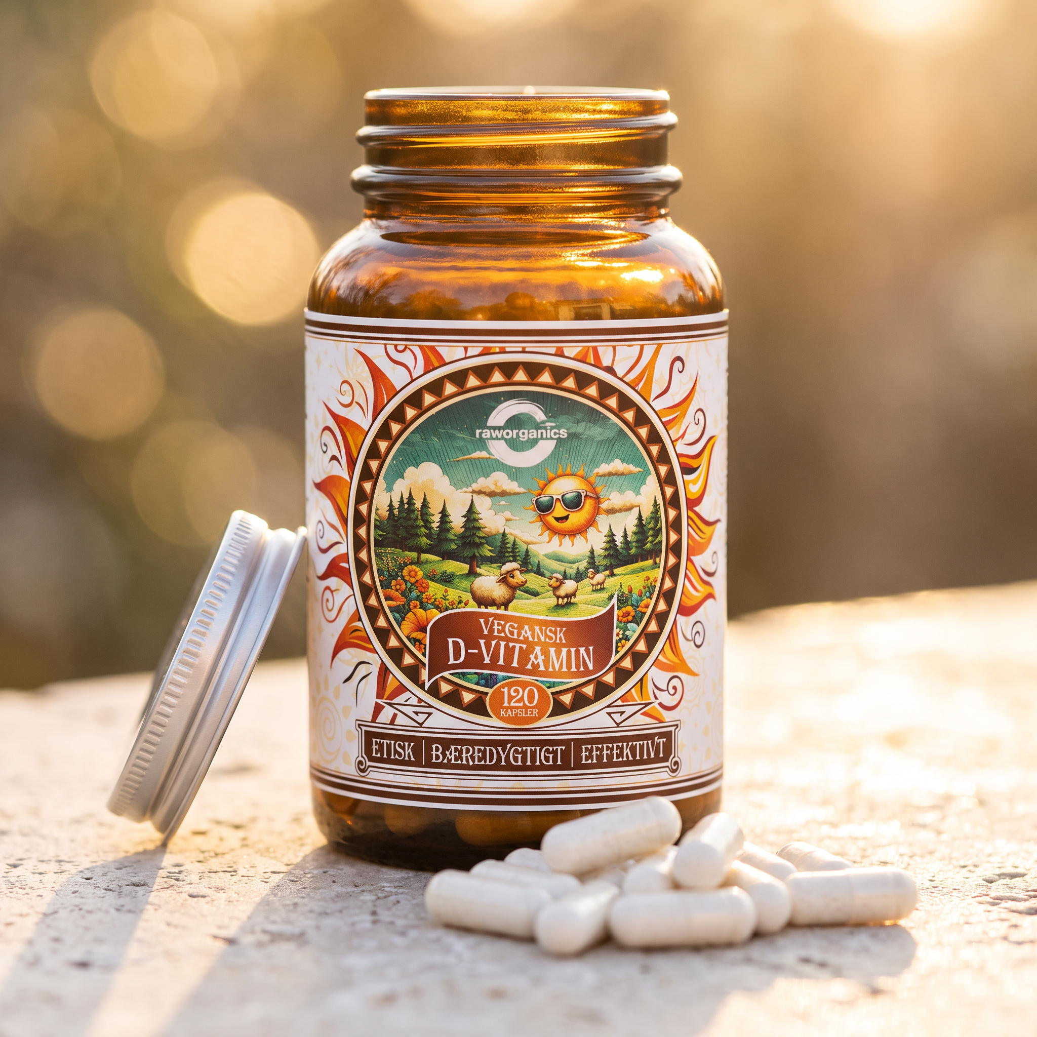 Vegansk D-vitamin – kapsler og glas