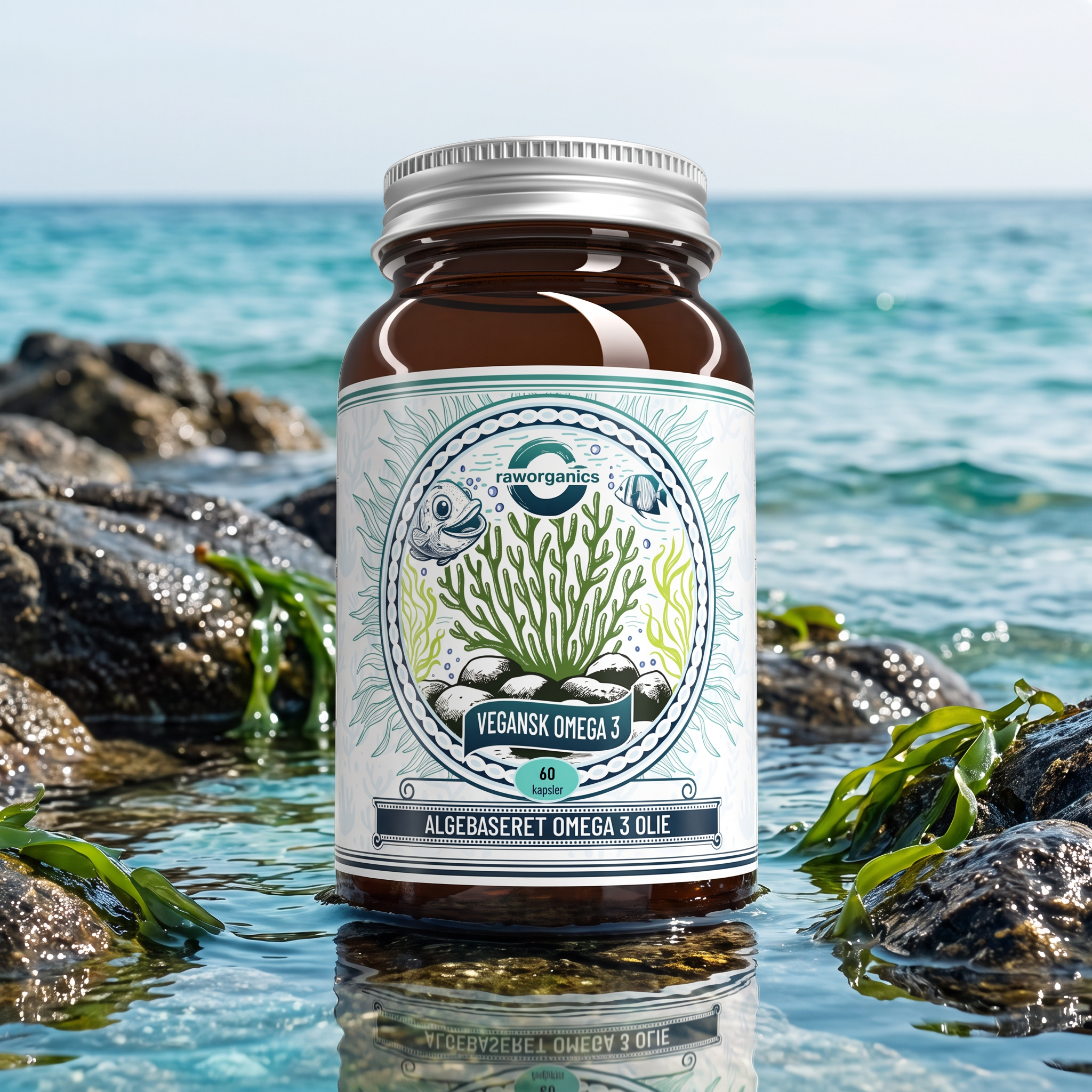 Vegansk Alge Omega 3 – produktbillede i naturlige omgivelser